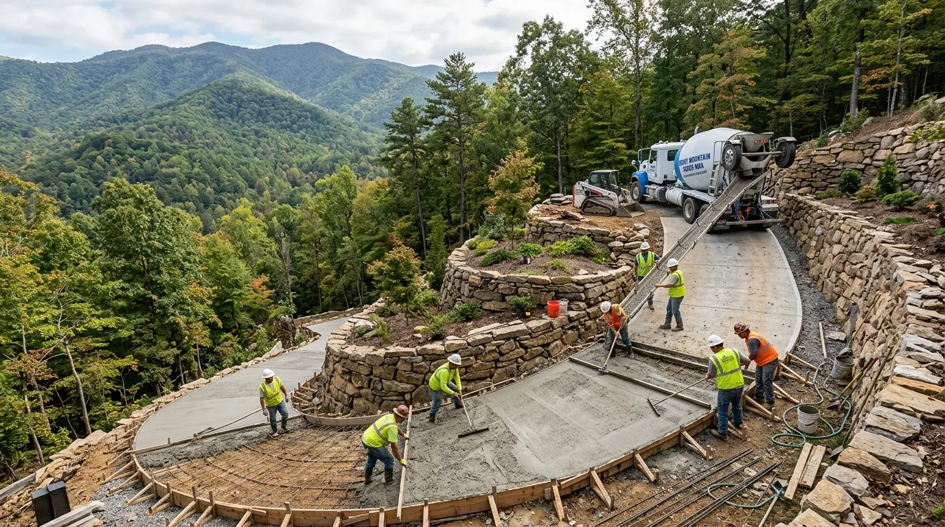 Concrete Driveways on Steep Terrain: A Sevierville Guide